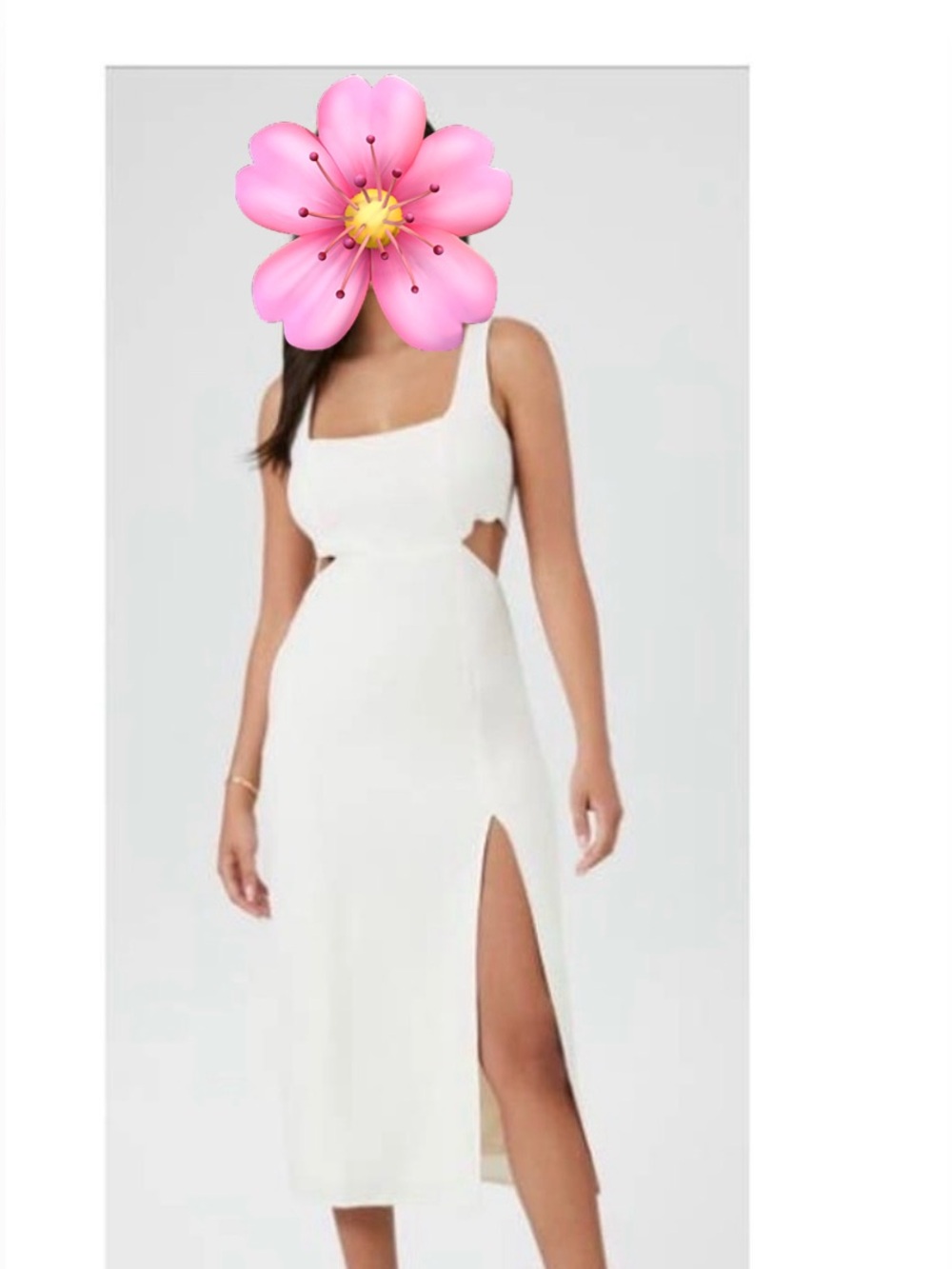Socialite Cream Cutout Midi Dress with Front Slit